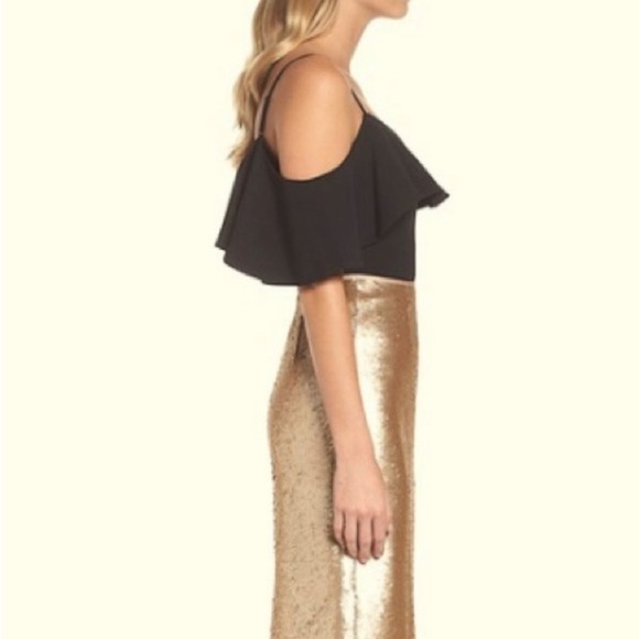 NWT Eliza J Ruffle Black Cold Shoulder Top - Picture 4 of 6